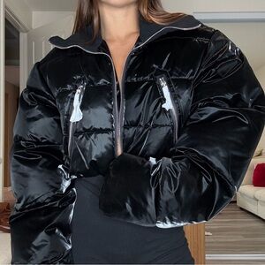 WeWoreWhat Glossy Black Puffer Jacket